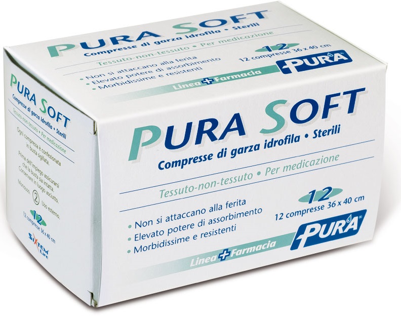 GARZA IN TESSUTO NON TESSUTO PURA SOFT 36X40CM 12 PEZZI - Angeli Pharm