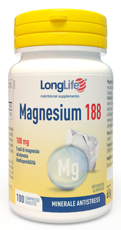 LONGLIFE MAGNESIUM 188 100 COMPRESSE RIVESTITE DA 6,5 G - Angeli Pharm