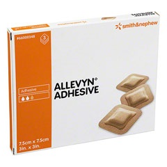 MEDICAZIONE IDROCELLULARE ADESIVA STERILE ALLEVYN ADHESIVE ALTAMENTE ASSORBENTE IN SCHIUMA DI POLIURETANO A STRUTTURA TRISTRATIFICATA 7,5X7,5CM 3 PEZZI - Angeli Pharm