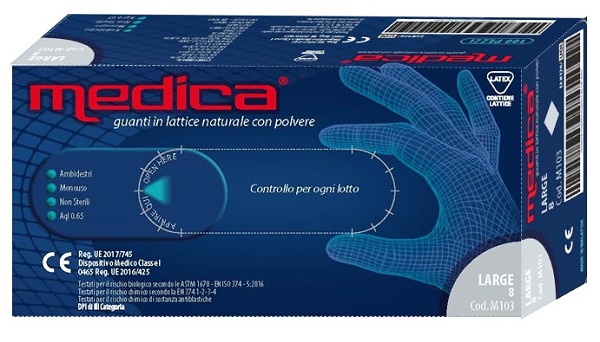MEDICA GUANTO LATTICE N/STERILE CON POLVERE DM MISURA L 100 PEZZI - Angeli Pharm