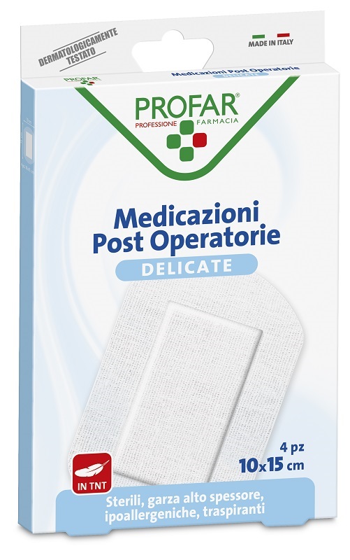 MEDICAZIONE POST OPERATORIA STERILE GARZA ANTIADERENTE 10X15 CM 4 PEZZI PROFAR - Angeli Pharm