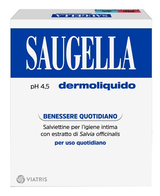 SAUGELLA DERMOLIQUIDO PH 4,5 SALVIETTINE IGIENE INTIMA BENESSERE QUOTIDIANO 10 PEZZI - Angeli Pharm
