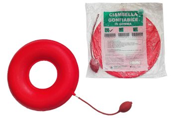 CIAMBELLA GONFIABILE PER INVALIDI IN GOMMA ROSSA TEAM DELUXE CON POMPA 40CM DIAMETRO - Angeli Pharm