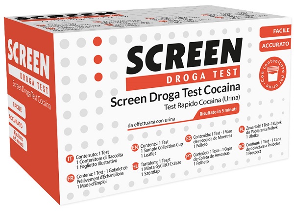 SCREEN DROGA TEST COCAINA TEST ANTIDROGA CON CONTENITORE URINA - Angeli Pharm