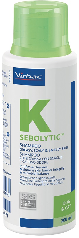 SEBOLYTIC SHAMPOO CUTE GRASSA CON SCAGLIE E CATTIVO ODORE CANE E GATTO 200 ML - Angeli Pharm