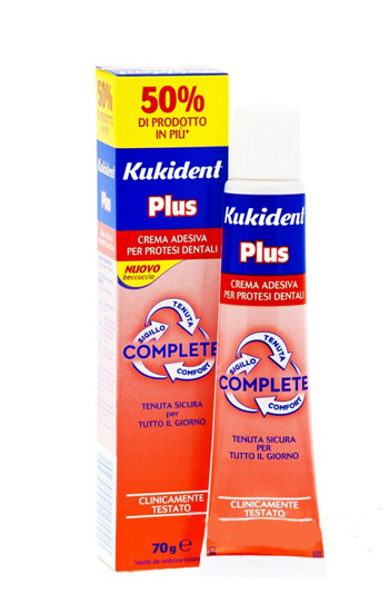 KUKIDENT PLUS COMPLETE CREMA ADESIVA PER PROTESI DENTARIE 70 G - Angeli Pharm