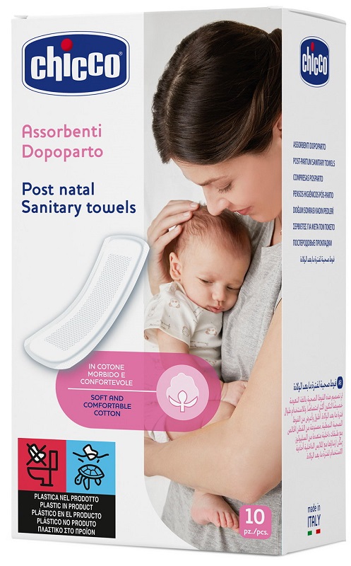 CHICCO MAMMA DONNA ASSORBENTI POSTPARTO COTONE 10 PEZZI - Angeli Pharm