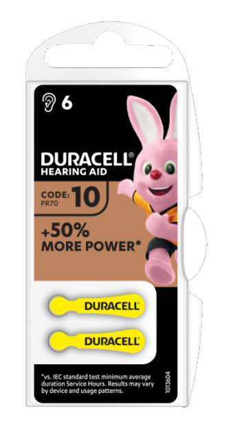 DURACELL ACTIVAIR HEARING AID EASY TAB 10 GIALLO BATTERIA PER APPARECCHIO ACUSTICO 6 PEZZI - Angeli Pharm