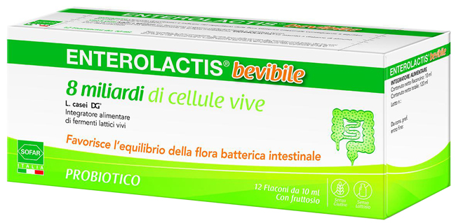 ENTEROLACTIS BEVIBILE 12 FLACONCINI DA 10 ML SOFAR - Angeli Pharm