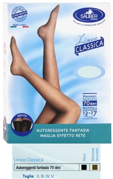 SAUBER AUTOREGGENTE FANTASIA 70 DEN MAGLIA MICRORETE COLORE MARRONE BRUCIATO TAGLIA 2 LINEA CLASSICA - Angeli Pharm