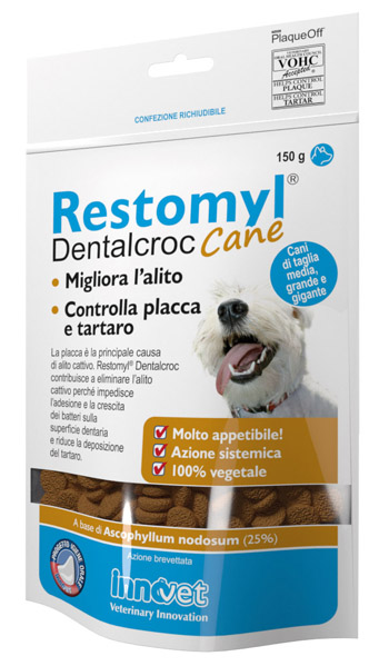 RESTOMYL DENTALCROC CANI TAGLIA MEDIA GRANDE E GIGANTE BUSTA 150 G - Angeli Pharm