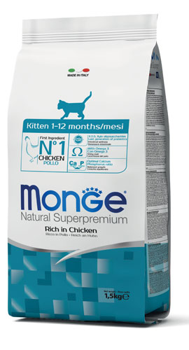 MONGE NATURAL SUPERPREMIUM SECCO GATTO KITTEN 1/12 MONTHS 1,5 KG - Angeli Pharm