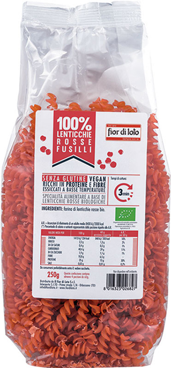 FUSILLI DI LENTICCHIE ROSSE BIO 250 G - Angeli Pharm