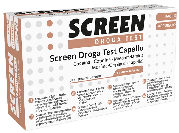 SCREEN DROGA TEST 4 SOSTANZE TRAMITE CAPELLI TEST ANTIDROGA CAPELLO - Angeli Pharm