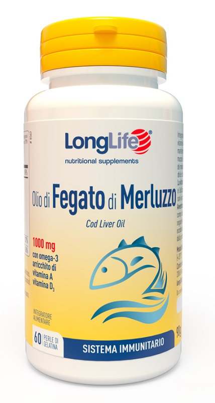 LONGLIFE OLIO FEGATO MERLUZZO 1000 MG 60 PERLE IN GELATINA - Angeli Pharm