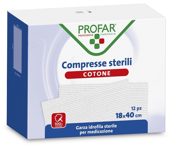 GARZA IDROFILA PROFAR COMPRESSA STERILE 18X40 CM 12 PEZZI - Angeli Pharm