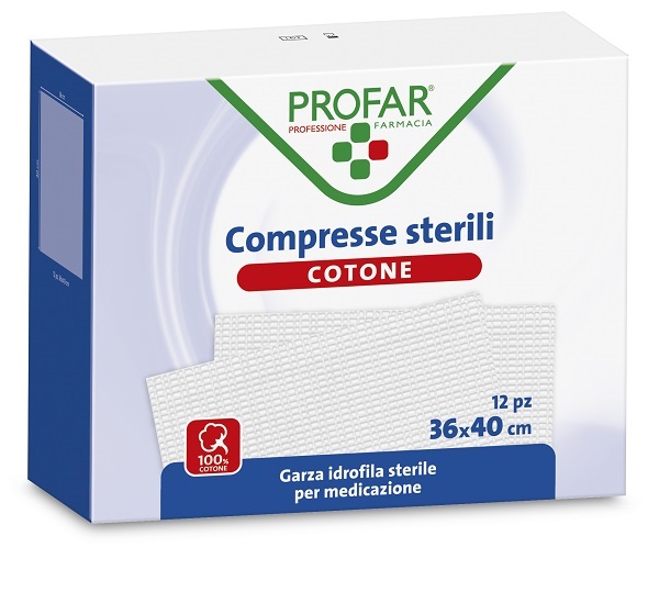 GARZA IDROFILA PROFAR COMPRESSA STERILE 36X40 CM 12 PEZZI - Angeli Pharm