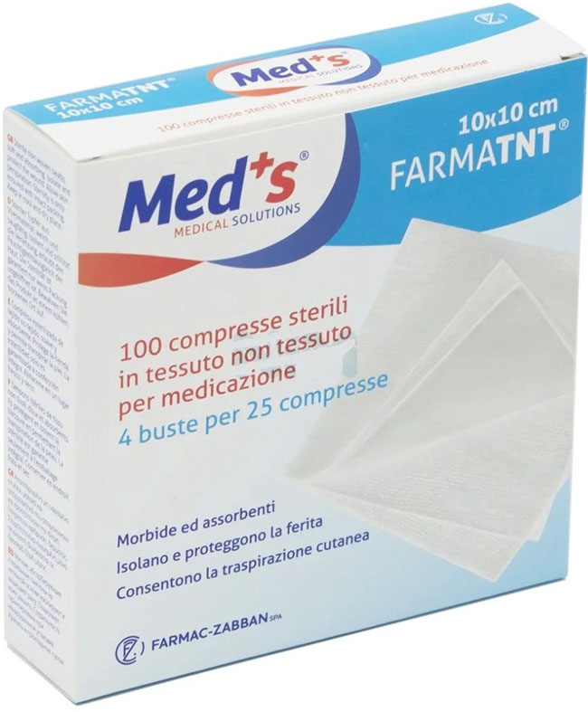 GARZA COMPRESSA MEDS TESSUTO NON TESSUTO 10X10CM 100 PEZZI - Angeli Pharm