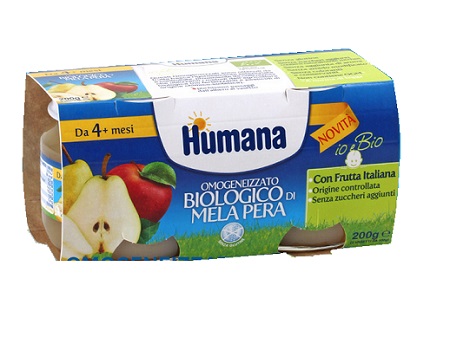 HUMANA OMOGENEIZZATO MELA/PERA BIO 2 VASETTI 100 G - Angeli Pharm