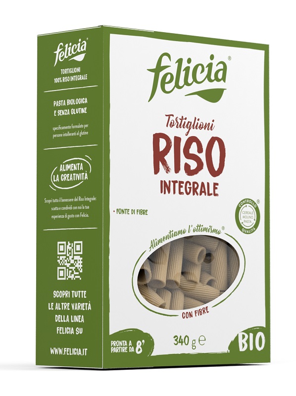 FELICIA BIO RISO INTEGRALE TORTIGLIONI 340 G - Angeli Pharm