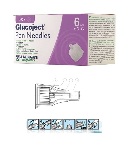 AGO PER PENNA DA INSULINA GLUCOJECT LUNGHEZZA 6 MM GAUGE 31 100 PEZZI - Angeli Pharm