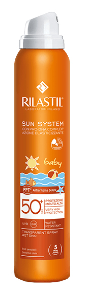 RILASTIL SUN SYSTEM BABY PPT SPF 50+ TRANSPARENT SPRAY WET SKIN 200 ML - Angeli Pharm