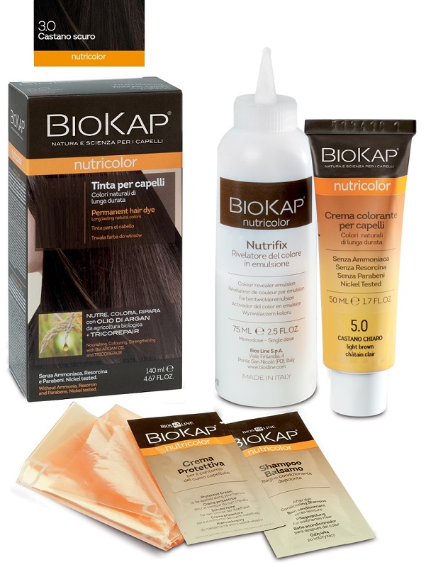BIOKAP NUTRICOLOR 3,0 NEW CASTANO SCURO TINTA TUBO + FLACONE - Angeli Pharm