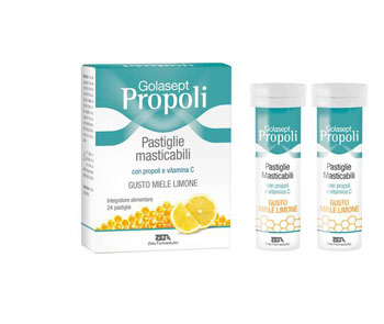 GOLASEPT PROPOLI 24 COMPRESSE MASTICABILI MIELE LIMONE - Angeli Pharm