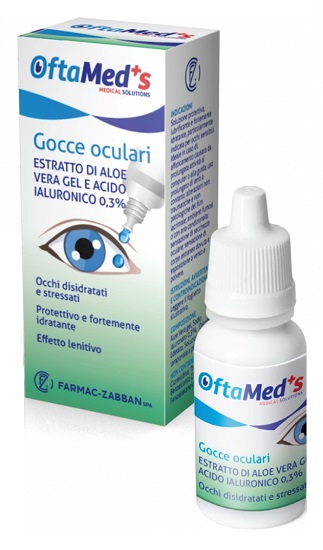 OFTAMED'S GOCCE OCULARI OCCHI DISIDRATATI E STRESSATI ESTRATTO ALOE VERA GEL E ACIDO IALURONICO 0,3% 10 ML - Angeli Pharm