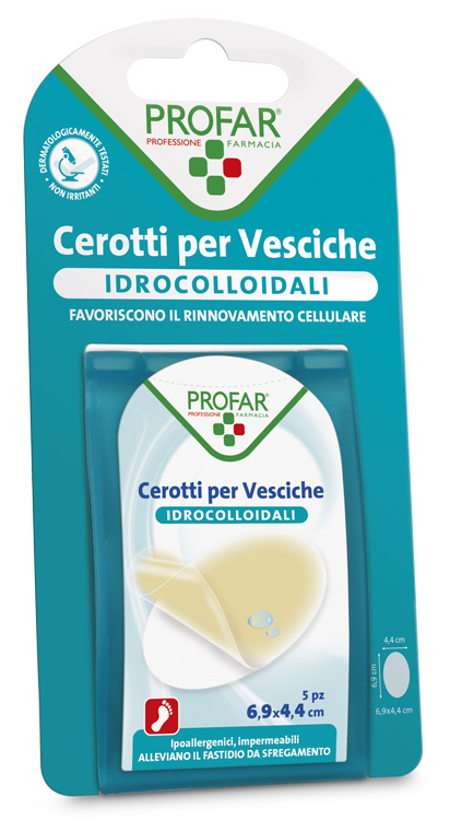 CEROTTO VESCICHE IDROCOLLOIDALE PROFAR 6,9X4,4 5 PEZZI - Angeli Pharm