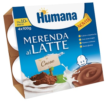 HUMANA MERENDA AL LATTE GUSTO CIOCCOLATO 100 G 4 PEZZI - Angeli Pharm