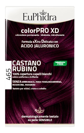 EUPHIDRA COLORPRO XD 465 CAST RUBINO GEL COLORANTE CAPELLI IN FLACONE + ATTIVANTE + BALSAMO + GUANTI - Angeli Pharm