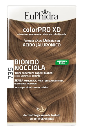 EUPHIDRA COLORPRO XD 735 BIONDO NOCCIOLA GEL COLORANTE CAPELLI IN FLACONE + ATTIVANTE + BALSAMO + GUANTI - Angeli Pharm