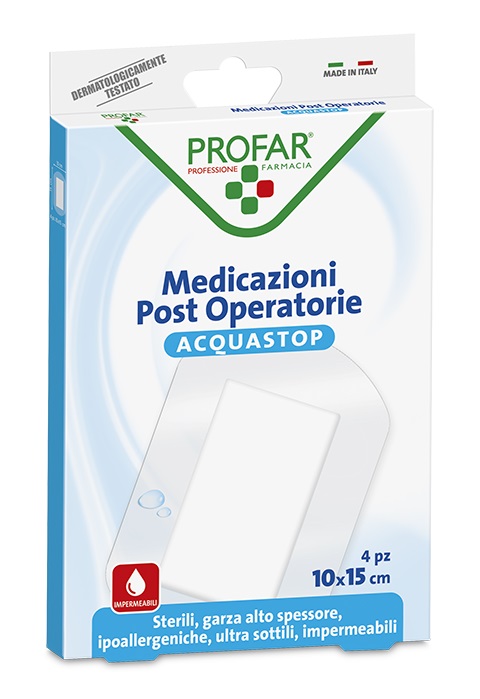 ACQUASTOP MEDICAZIONE POST OPERATORIA 10X15 CM PROFAR MED 4 PEZZI - Angeli Pharm