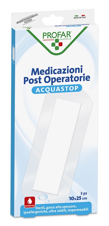 ACQUASTOP MEDICAZIONE POST OPERATORIA PROFAR MED 10X25 CM 3 PEZZI - Angeli Pharm