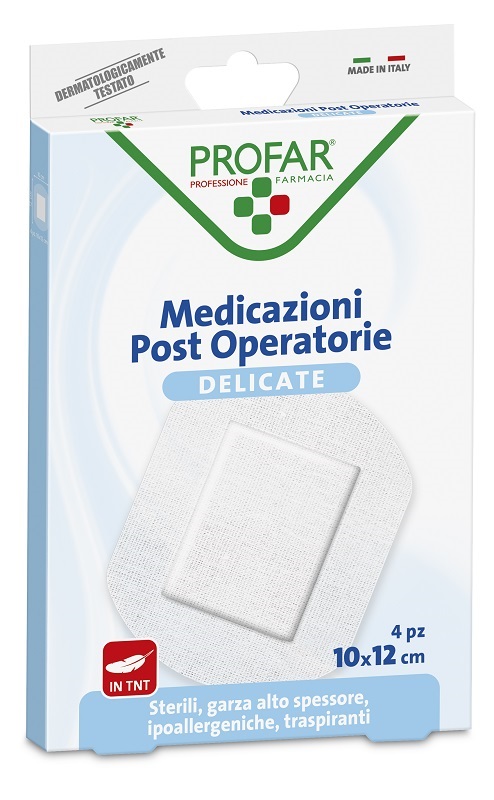 MEDICAZIONE POST OPERATORIA STERILE GARZA ANTIADERENTE 10X12 CM 4 PEZZI PROFAR - Angeli Pharm