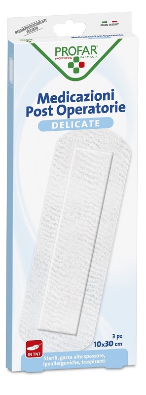MEDICAZIONE POST OPERATORIA STERILE GARZA ANTIADERENTE 10X30 CM 3 PEZZI PROFAR - Angeli Pharm