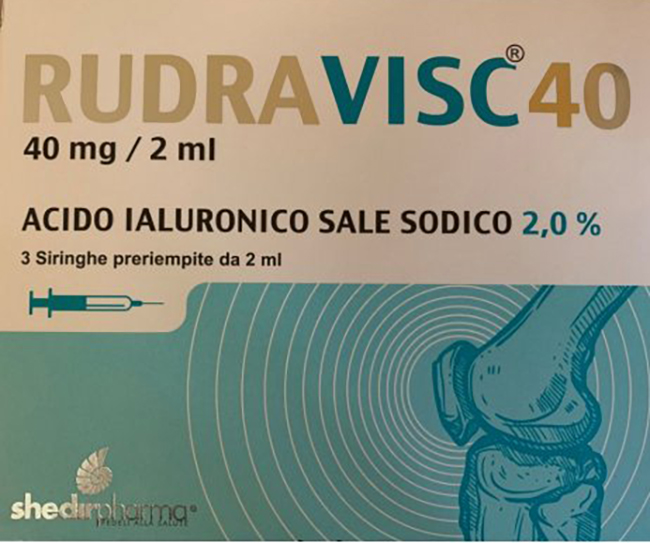 SIRINGA INTRA-ARTICOLARE RUDRAVISC 40 HC ACIDO IALURONICO SALE SODICO 40 MG 2 ML 3 PEZZI - Angeli Pharm