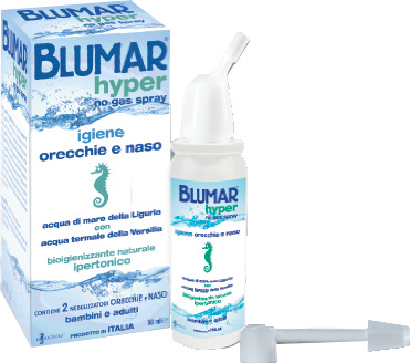 BLUMAR HYPER SPRAY NO GAS SOLUZIONE IPERTONICA DI ACQUA DI MARE E ACQUA TERMALE PER IGIENE NASO E ORECCHIO 50 ML - Angeli Pharm