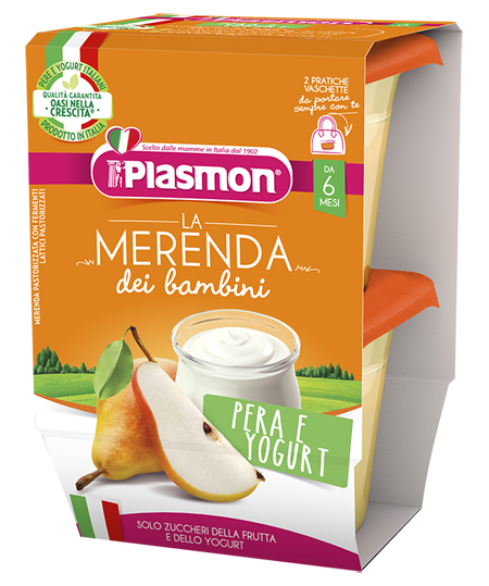 PLASMON LA MERENDA DEI BAMBINI SAPORI DI NATURA PERA YOGURT ASETTICO 2 X 120 G - Angeli Pharm