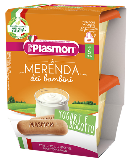 PLASMON LA MERENDA DEI BAMBINI SAPORE DI NATURA YOGURT BISCOTTO ASETTICO 2 X 120 G - Angeli Pharm