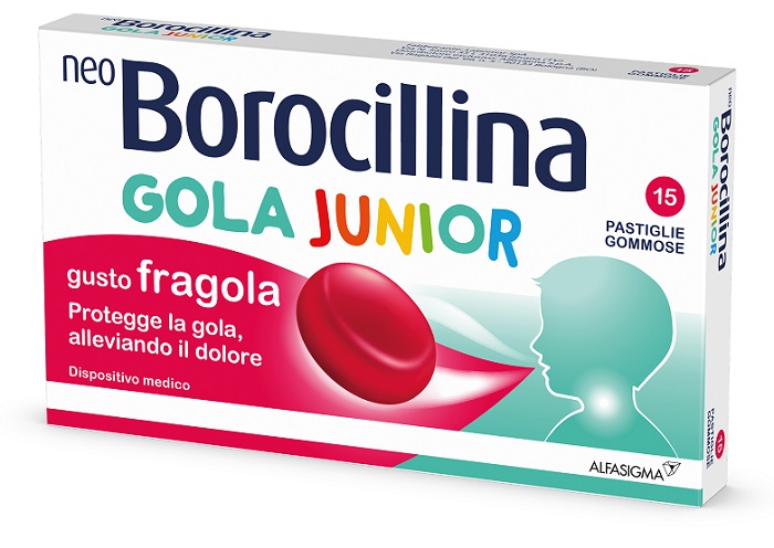 NEOBOROCILLINA GOLA JUNIOR 15 PASTIGLIE GUSTO FRAGOLA - Angeli Pharm