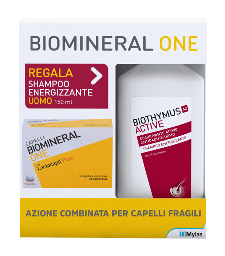 BIOMINERAL ONE LACTOCAPIL 30 COMPRESSE + BIOTHYMUS SHAMPOO UOMO ENERGIZZANTE 150 ML - Angeli Pharm