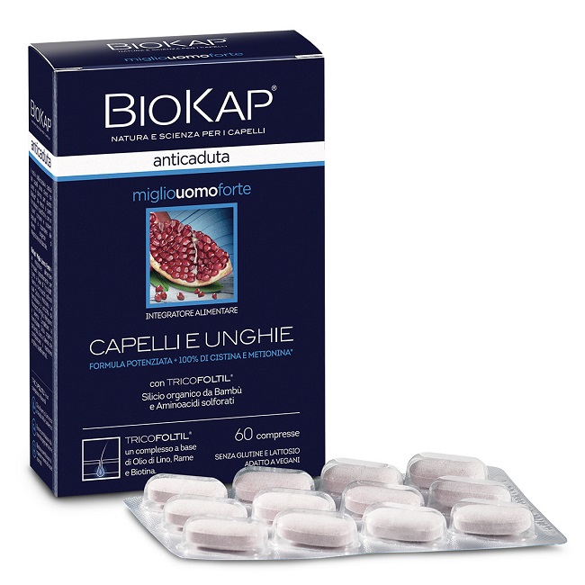 BIOKAP ANTICADUTA MIGLIO UOMO FORTE CON TRICOFOLTIL 60 COMPRESSE - Angeli Pharm