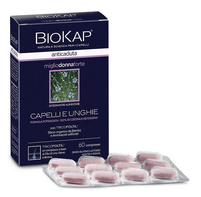BIOKAP ANTICADUTA MIGLIO DONNA FORTE CON TRICOFOLTIL 60 COMPRESSE - Angeli Pharm
