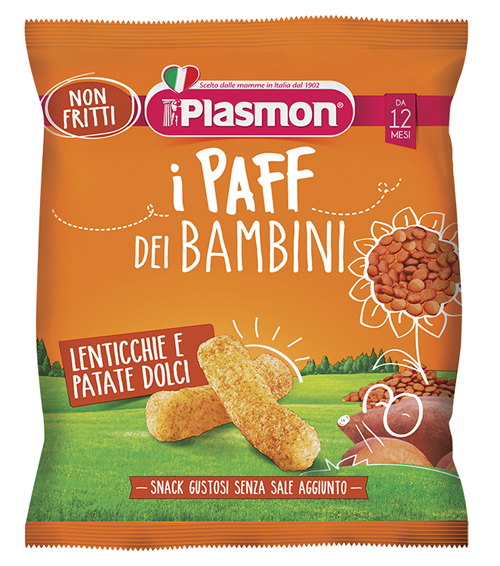 PLASMON DRY SNACK PAFF LENTICCHIE-PATATA DOLCE 15 G - Angeli Pharm