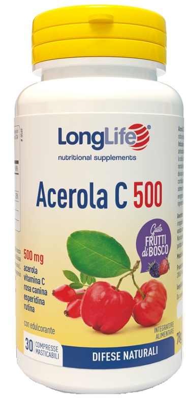 LONGLIFE ACEROLA C500 FRUTTI DI BOSCO 30 COMPRESSE MASTICABILI - Angeli Pharm