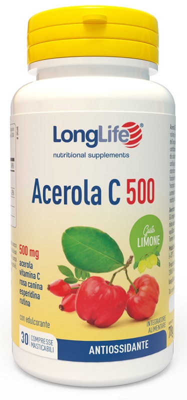 LONGLIFE ACEROLA C500 LIMONE 30 COMPRESSE MASTICABILI - Angeli Pharm
