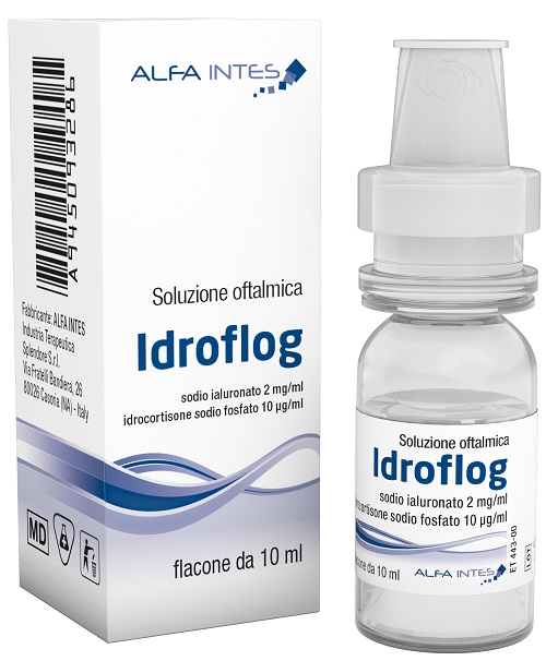 SOLUZIONE OFTALMICA IDROFLOG ACIDO IALURONATO 2 MG/ML E IDROCORTISONE SODIO FOSFATO 10 MCG/ML 10 ML - Angeli Pharm