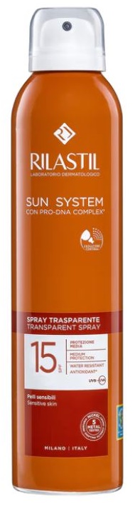 RILASTIL SUN SYSTEM TRANSPARENT SPRAY SPF15 200 ML - Angeli Pharm